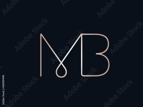 MB monogram logo.Typographic signature icon.Letter m and letter b.Lettering sign isolated on dark fund.Wedding, fashion, beauty alphabet initials.Elegant, luxury style.