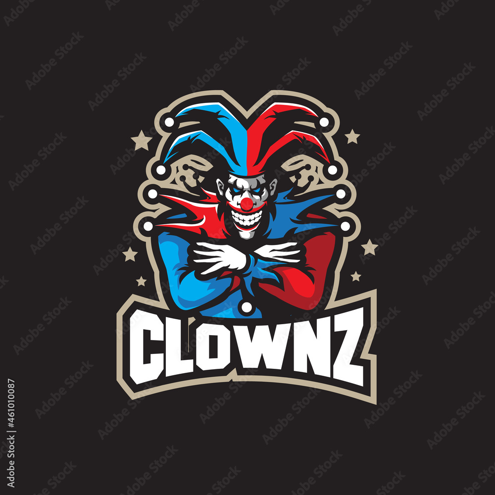 Clown mascot logo design vector with modern illustration concept style for badge, emblem and t shirt printing. Angry clown illustration for sport team.
