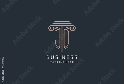 JO monogram logo with pillar shape icon, luxury and elegant design logo for law firm initial style logo