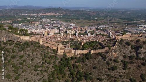 aerial view of the historic city of Jativa in Valencia and its castle