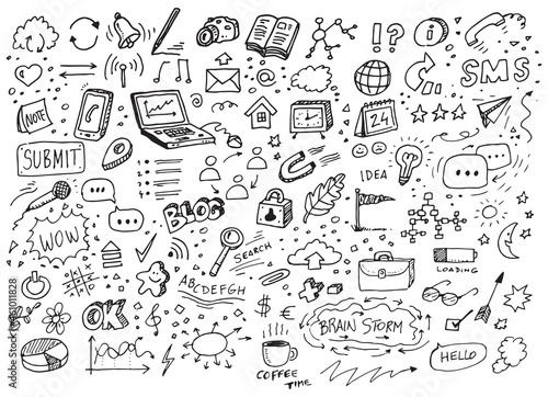 Marketing hand drawn vector doodles