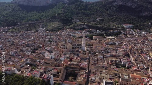 aerial view of the historic city of Jativa in ValenciaAerial view of Jativa