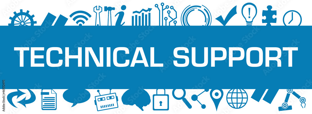 Technical Support Blue Box Technology Symbols Up Down Technical Support Blue Box Technology Symbols Up Down