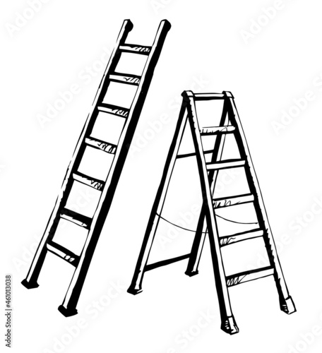 Folding stepladder. Vector drawing icon