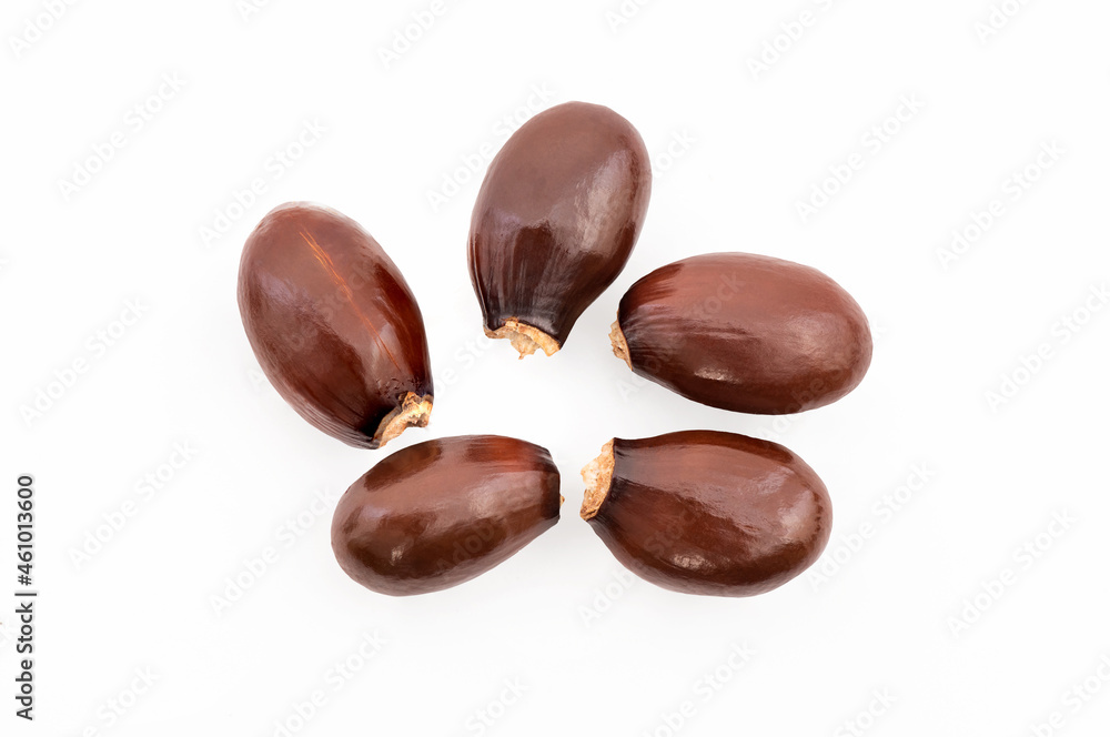 Obraz premium Lychee or Litchi chinensis seeds isolated on white background.