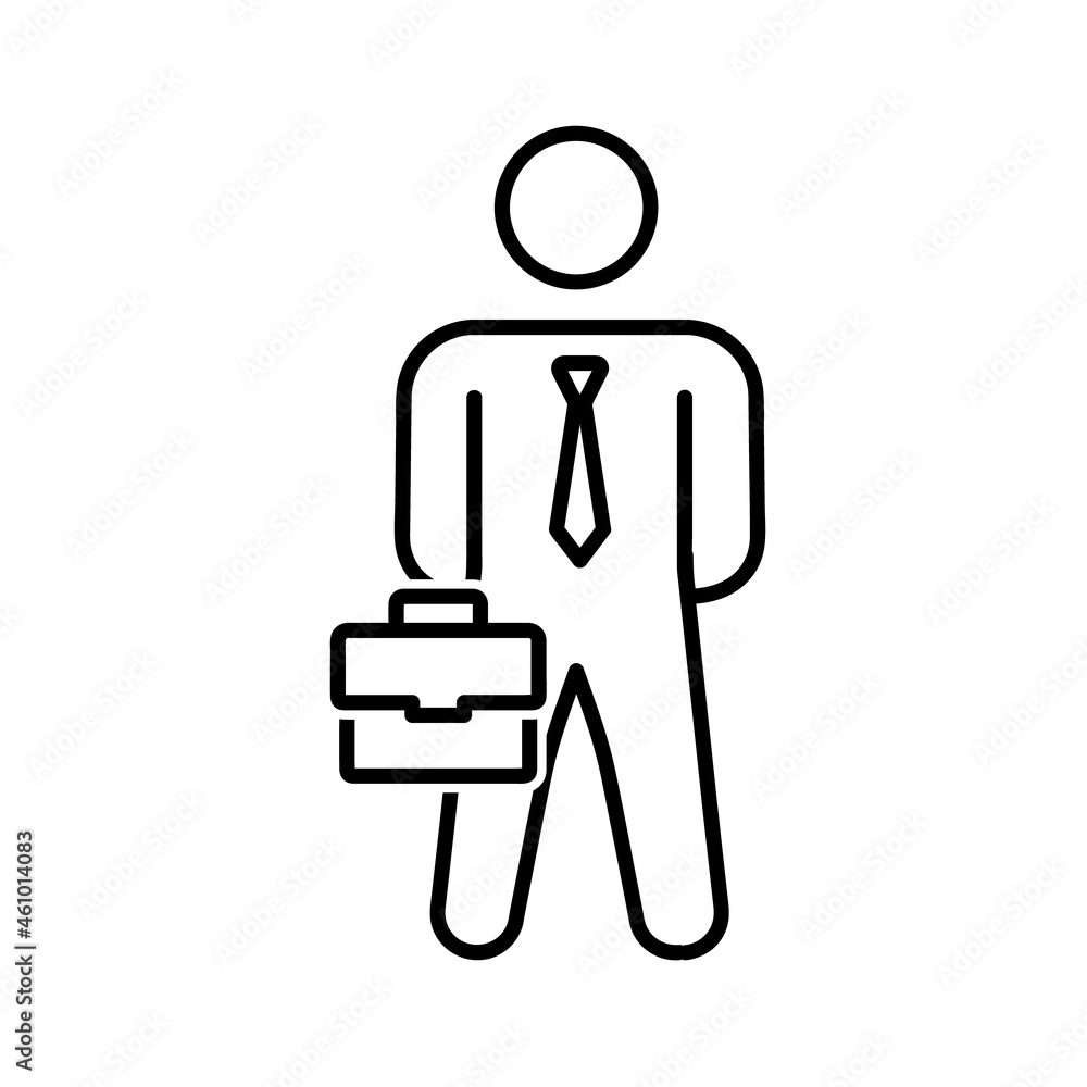 Employee in suit icon. Flat pictogram for web. Line stroke. Simple symbol isolated on white background. Outline vector eps10 Employee in suit icon. Flat pictogram for web. Line stroke. Simple symbol isolated on white background. Outline vector eps10