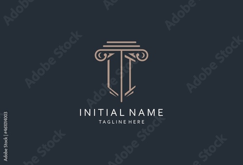 LI monogram logo with pillar shape icon, luxury and elegant design logo for law firm initial style logo