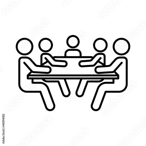 Conference icon. Flat session pictogram for web. Line stroke. Simple symbol isolated on white background. Outline session vector eps10