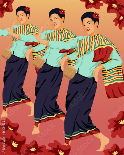 Traditional Asian dancers in costume