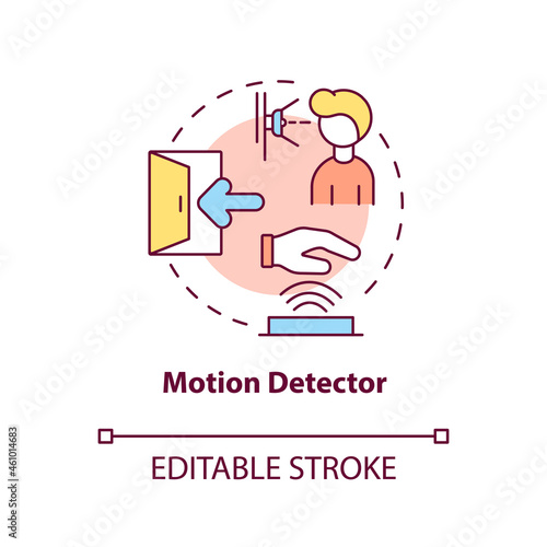 Motion detector concept icon. Security system device abstract idea thin line illustration. Motion sensor and alert. Protection equipment. Vector isolated outline color drawing. Editable stroke