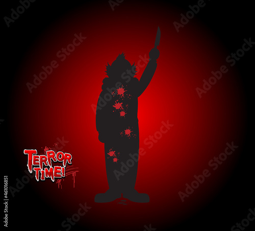 Halloween Terror Time with creepy clown silhouette