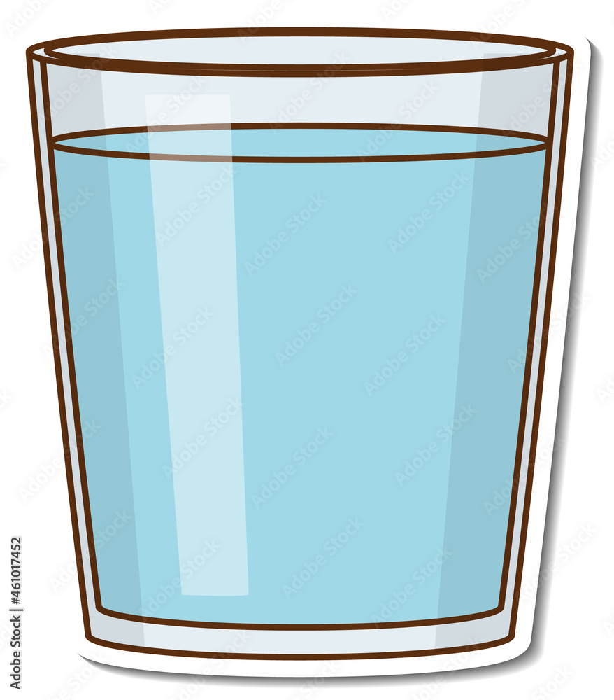 Sticker glass of water on white background Sticker glass of water on white background