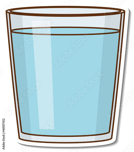 Sticker glass of water on white background