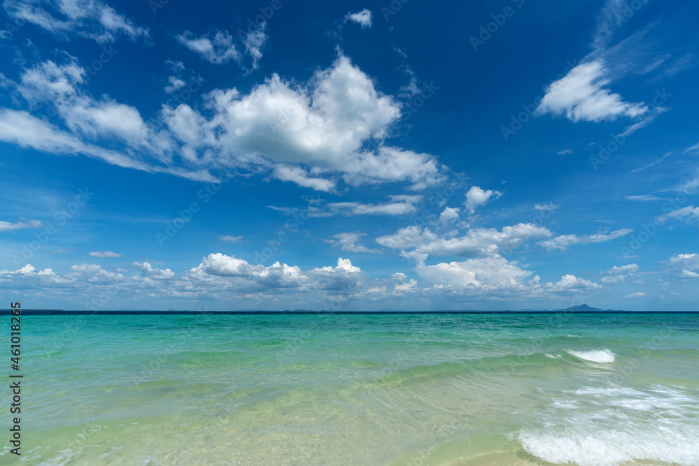 Crystal sea and blue sky background. Tropical beach. Crystal sea and blue sky background. Tropical beach.