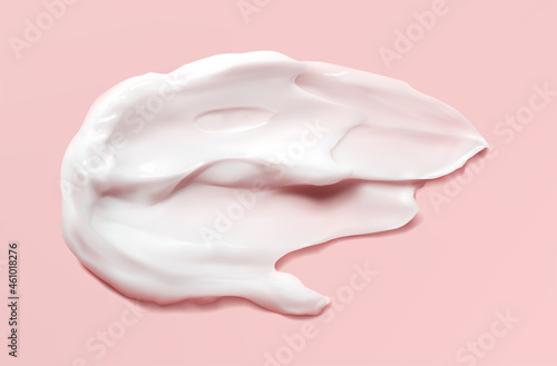 Smear of moisturizer vector realistic illustration in pink background. Cream, lotion for face or body, facial skin care