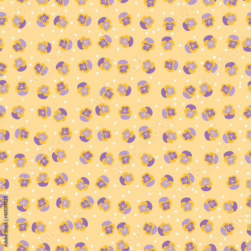 Floral repeat pattern - pansies and dots