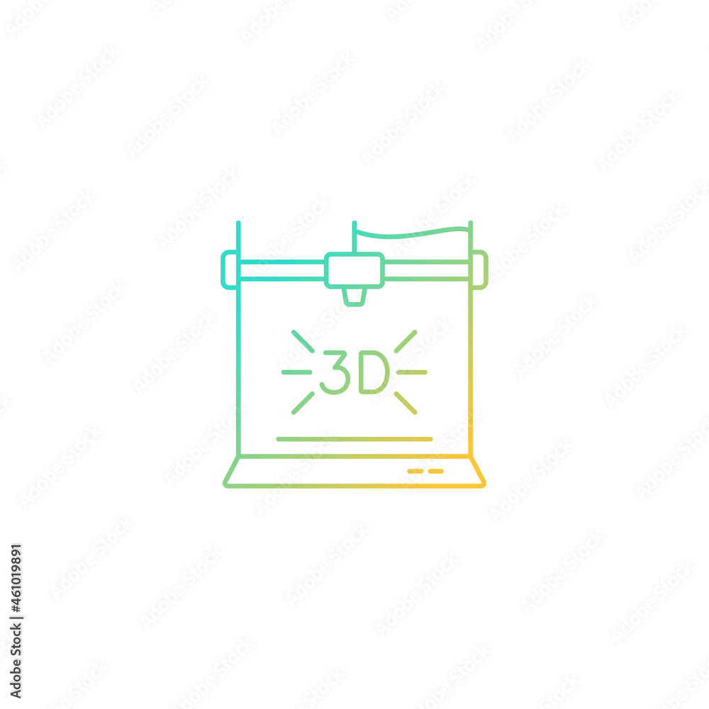 3d printer gradient linear vector icon. Technological advancement. 3d bioprinting. Additive manufacturing. Thin line color symbol. Modern style pictogram. Vector isolated outline drawing 3d printer gradient linear vector icon. Technological advancement. 3d bioprinting. Additive manufacturing. Thin line color symbol. Modern style pictogram. Vector isolated outline drawing