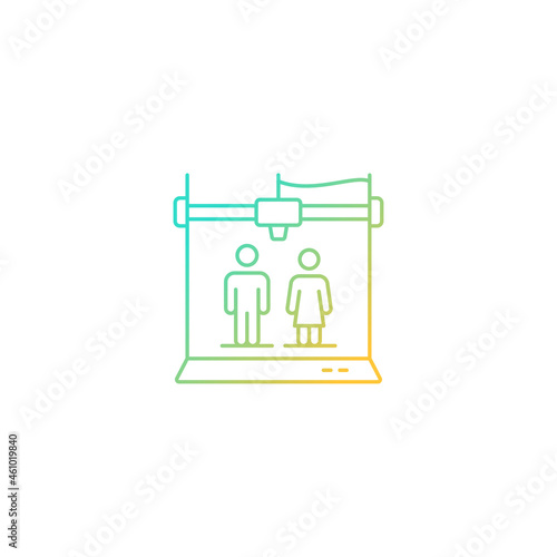 3d printed selfies gradient linear vector icon. Three-dimensional printed figurines. Produce person replica. Thin line color symbol. Modern style pictogram. Vector isolated outline drawing