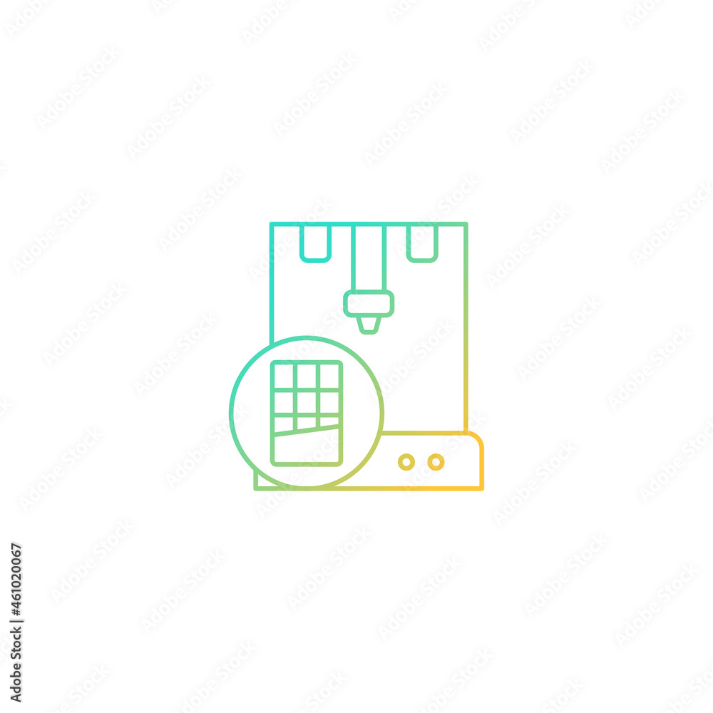 3d printed chocolate gradient linear vector icon. Machine food ...