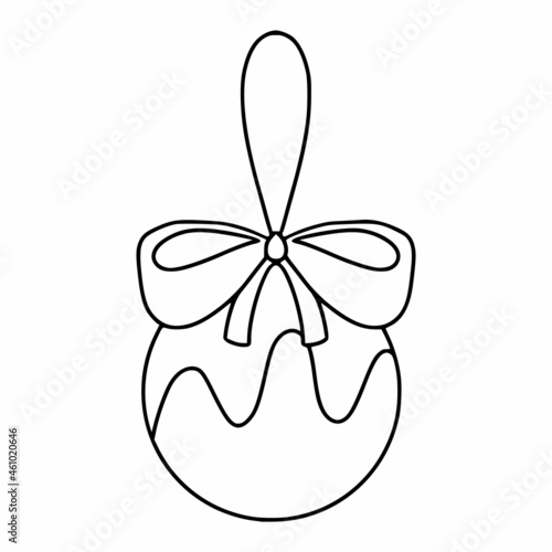 Christmas baubles. New Year decoration in style doodle. Vector line icon.