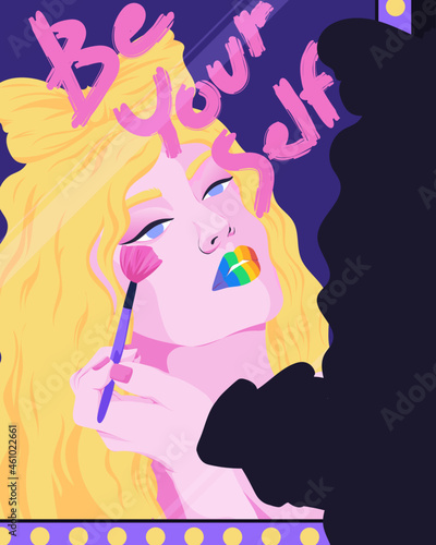 Reflection of proud woman creating her identity 