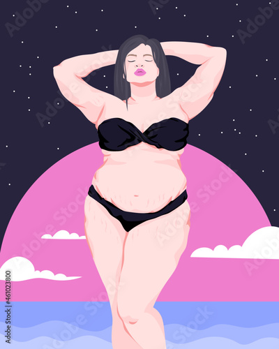 Plus size woman enjoying the beach