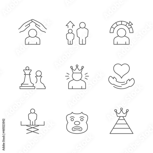 Set line icons of self esteem