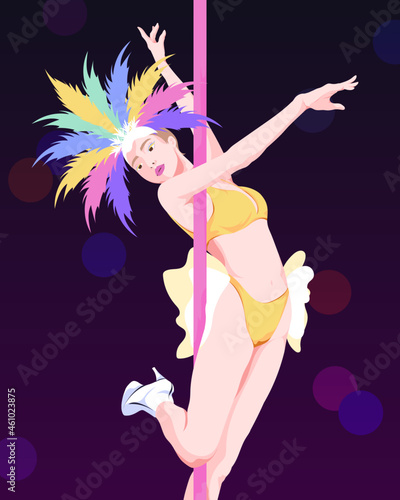 pole dancer wearing costume at cabaret show