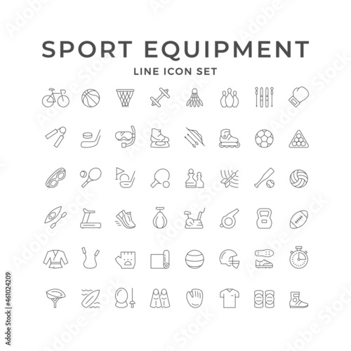 Set line icons of sport equipment