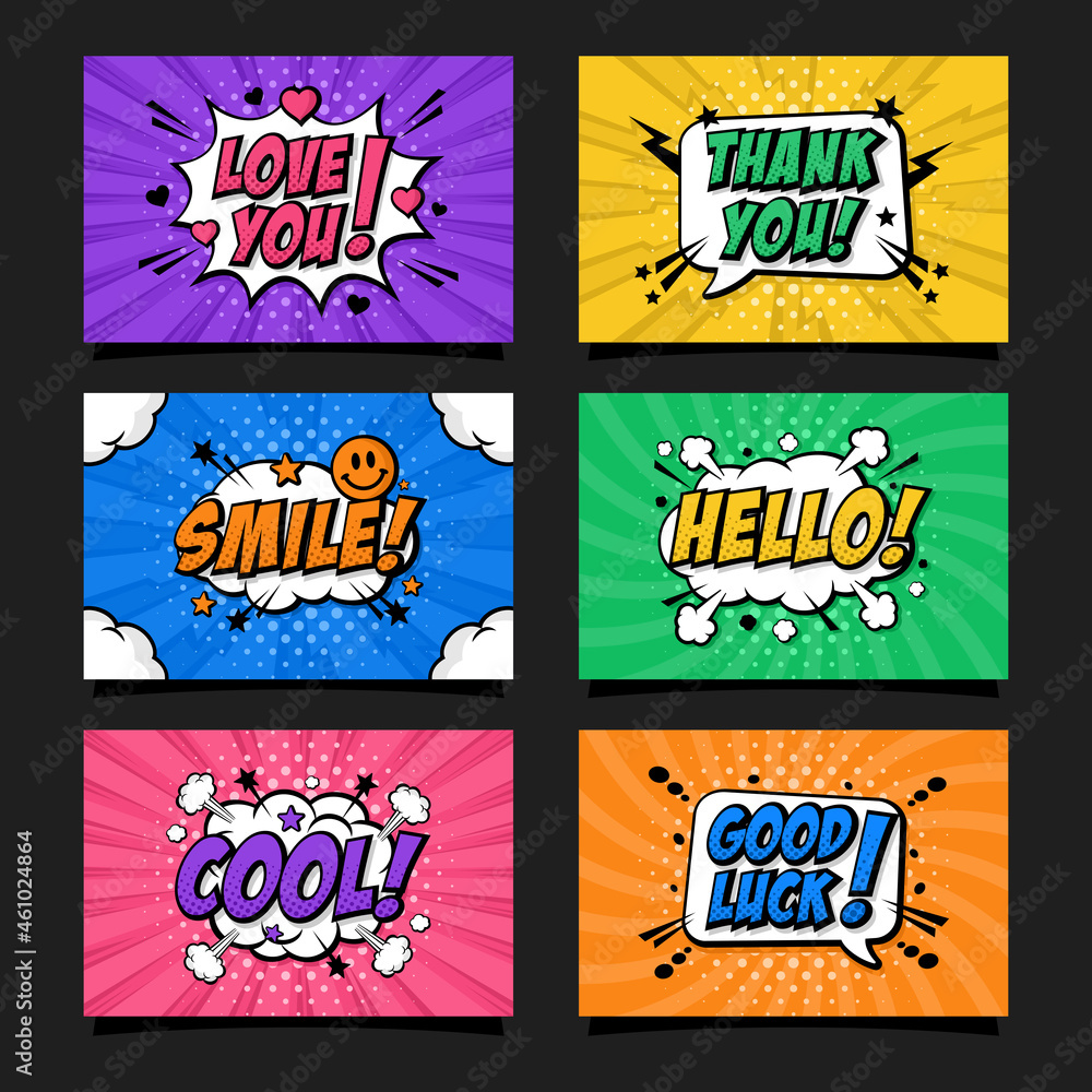 Card Pop art comic design collection