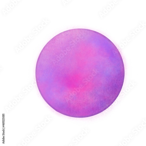 Misterious illustration of the isolated purple and pink planet on the white background. A part of the amazing universe.