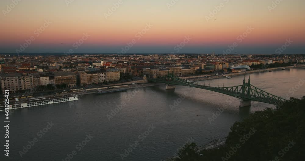 Day to night time lapse from Liberty Bridge in Budapest Day to night time lapse from Liberty Bridge in Budapest