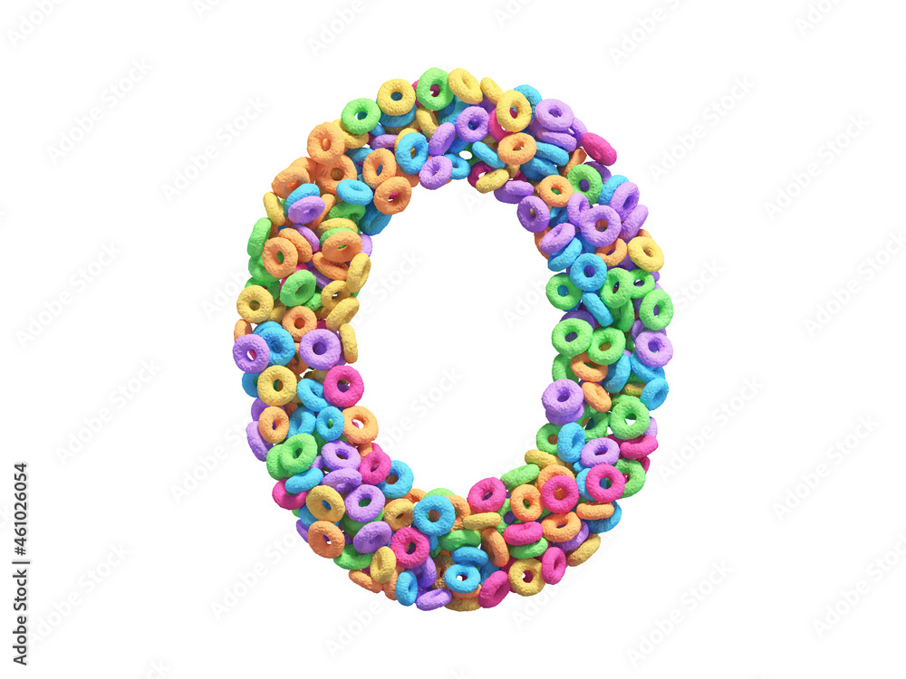 Corn flakes rings font. Number 0. Corn flakes rings font. Number 0.