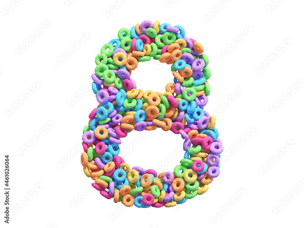 Corn flakes rings font. Number 8 . Corn flakes rings font. Number 8 .