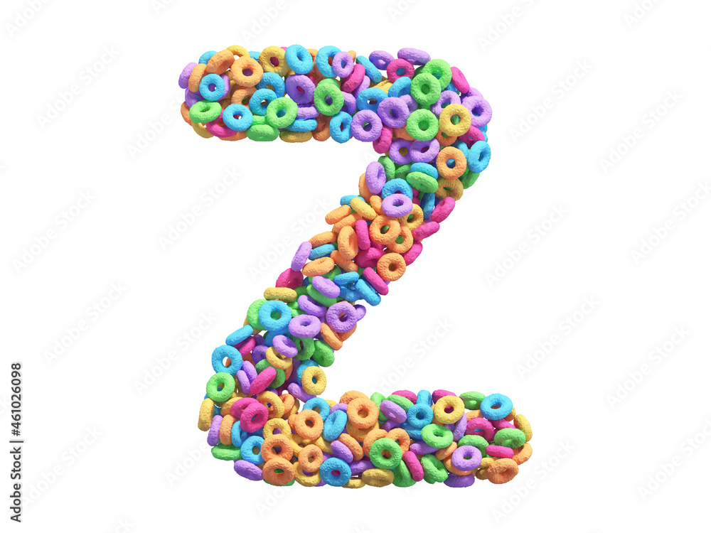 Corn flakes rings font. Letter Z. Corn flakes rings font. Letter Z.
