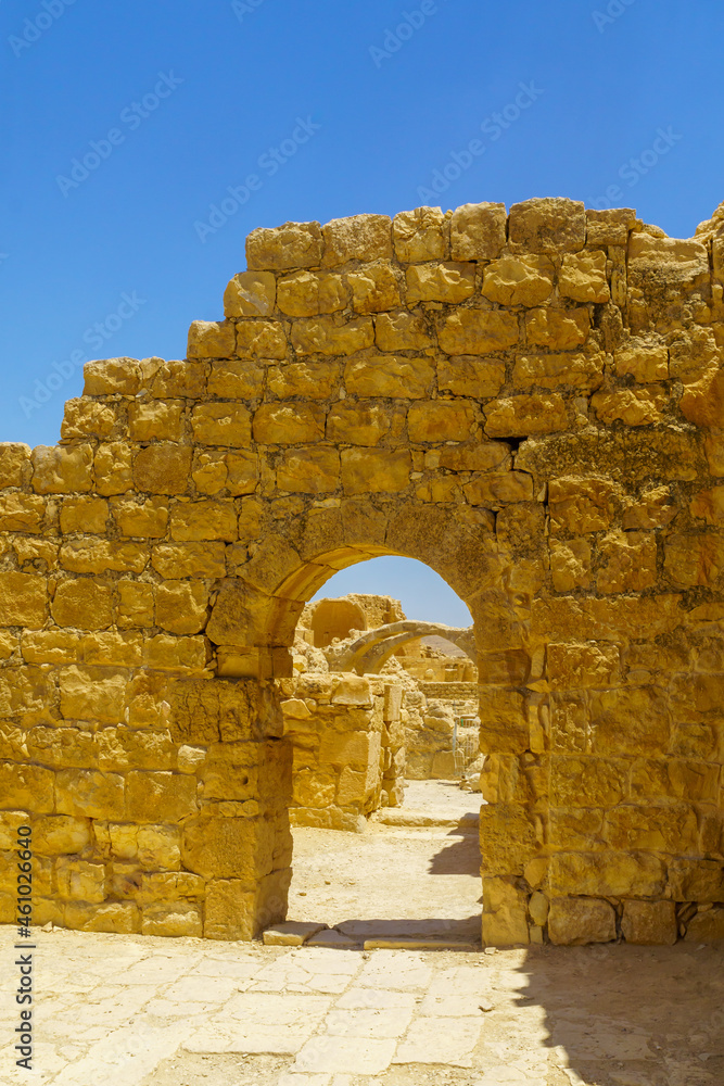 Ruined buildings in the ancient Nabataean city Shivta, Negev Desert