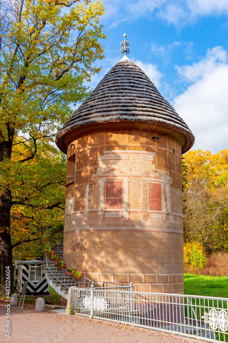 Pil tower in Pavlovsky park in autumn, Pavlovsk, Saint Petersburg, Russia photo