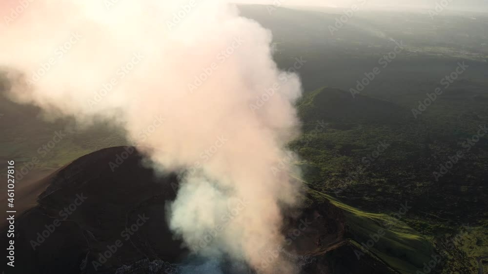 Cinemaic Aerial shot over a volcano crater full of steam. Erupting Volcano in Central America. Masaya, the “Mouth of Hell”, Nicaragua. Close up footage Cinemaic Aerial shot over a volcano crater full of steam. Erupting Volcano in Central America. Masaya, the “Mouth of Hell”, Nicaragua. Close up footage