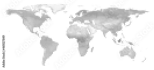 simplified half-tone topographic world map, vector illustration
