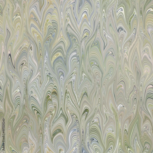 Seamless combed conch effect Turkish ebru marble surface pattern design for print. High quality illustration. Luxurious ancient art form. Wavy liquid fluid marbled book paper antique graphic design.