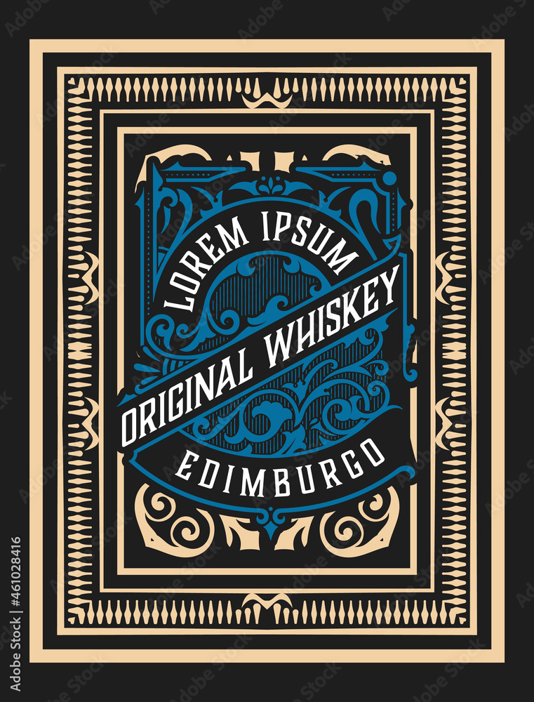 Whiskey label with old frames Whiskey label with old frames