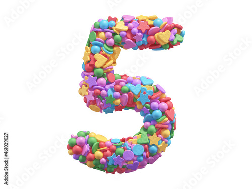 Colorful candy font. Number 5.