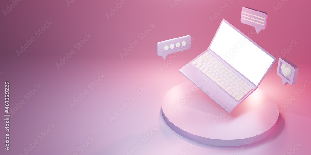 Laptop with bubble talk. 3d illustration. Laptop with bubble talk. 3d illustration.