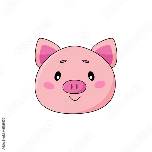 Cute cartoon vector pig isolated clipart. Farm animal illustration design