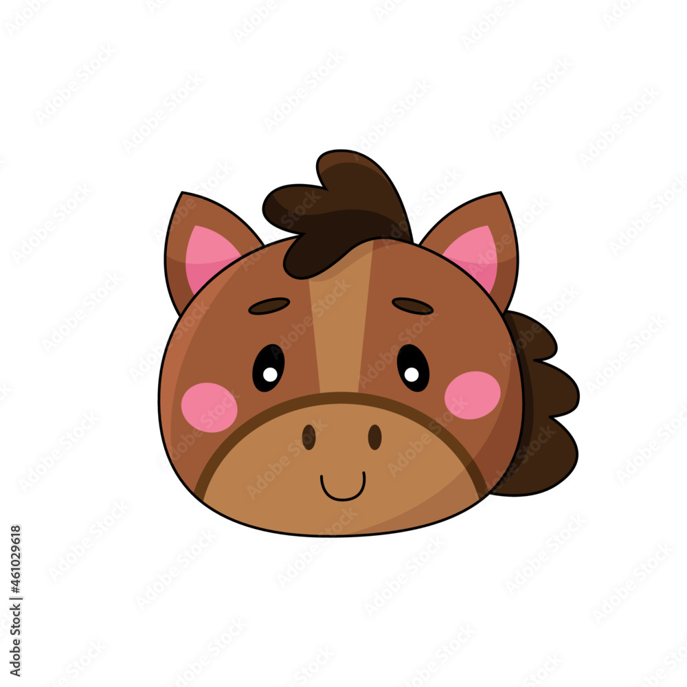 Cute cartoon vector horse isolated clipart. Farm animal illustration design Cute cartoon vector horse isolated clipart. Farm animal illustration design