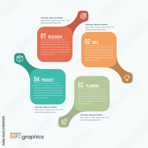 Icon Popup Colorful Rounded Boxes Business Infographic Templates