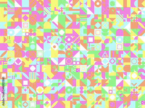 Retro pattern of different shapes. Colorful vector mosaic backdrop. Geometric hipster retro background © Renat