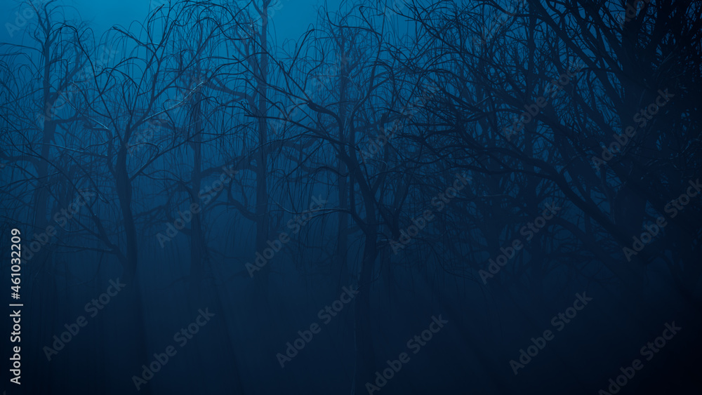 Trees in Ghostly Forest. Halloween background. Trees in Ghostly Forest. Halloween background.