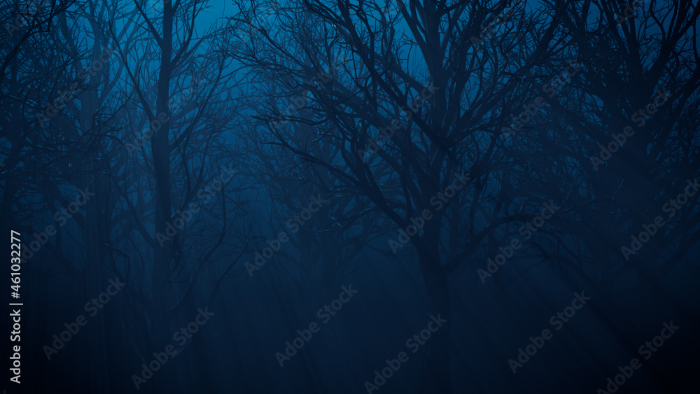 Halloween Illustration with Eerie Moonlit Trees. Halloween Illustration with Eerie Moonlit Trees.