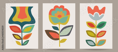 Poster with abstract flowers. Eps10 vector design.